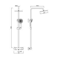 Nero Black Square Thermostatic Dual Shower Head 