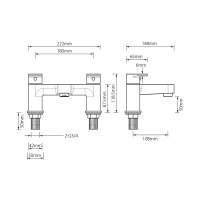 Abacus Ki 3 Hole Brushed Bronze Deck Mounted Bath Mixer Tap