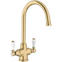 Blanco Vicus Twin Lever Satin Gold Kitchen Tap - 526691