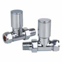 Reina Portland Straight Radiator Valves - Chrome - Pair