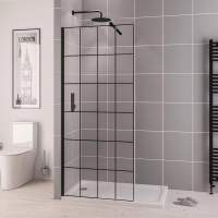 Vantage 8mm, 1100mm Matt Black Walk In Shower Screen - Eastbrook