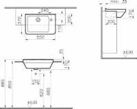 VitrA S20 Semi-Recessed Basin Two Tap Hole