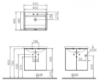 Laplane 500mm 2 Drawer Wall Hung Cloakroom Basin Unit - White Gloss