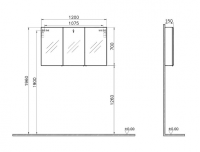 Vitra 1000mm Gloss White Double Door Mirrored Bathroom Cabinet