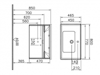 VitrA S20 850mm Gloss White Wall Hung Double Door Vanity Unit & Basin