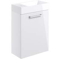 Vouille 410mm Wall Hung 1 Door Basin Unit & Basin - White Gloss