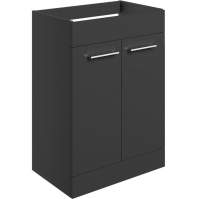 Vouille 590mm Floor Standing 2 Door Basin Unit (No Top) - Anthracite Gloss