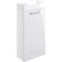 Vouille 410mm Floor Standing 1 Door Basin Unit & Basin - White Gloss