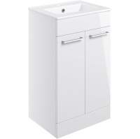 Vouille 510mm Floor Standing 2 Door Basin Unit & Basin - White Gloss