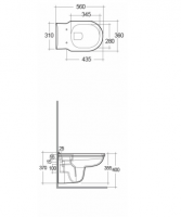 Washington Close Coupled Open Back Push Button Flush WC with Soft Close Seat Black - RAK Ceramics