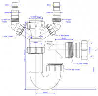 McAlpine SK1A Kitchen Sink Standard Bowl and a Half Plumbing Kit - 1.1/2" 40mm - Twin Appliance