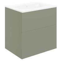 Shetland 610mm Wall Hung 2 Drawer Basin Unit & Basin - Matt Olive Green