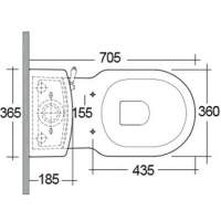 Washington High Level Cistern and WC with Soft Close Seat Black - RAK Ceramics