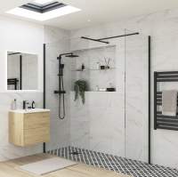 Jaquar Walk In Shower Screen - 1000mm - Black Glass & Frame