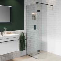 Vantage 2000, 1100mm Matt Black Framed Walk In Shower Screen - Eastbrook