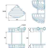 Croydex Premium Single Corner Cosmetic Shower Caddy - 60 x 208.5 x 311.5mm - Rust Free