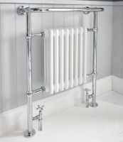 Edwardian Traditional Towel Radiator, 741 x 491, Chrome & White, Holborn London 1855