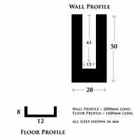 Aquadart Wetroom 10mm Glass Wall Profile & Support Arm Kit - Matt Black