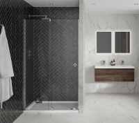 1700mm Matt Black Sliding Wetroom Screen - Rolla 8 By Aquadart