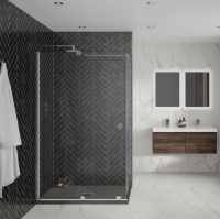 1600mm Matt Black Recess Sliding Shower Door - Rolla 8 By Aquadart