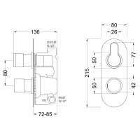 Arvan Brushed Brass Triple Concealed Shower Valve (Low Pressure) - Two Outlets - Nuie