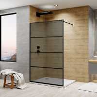 Jaquar Walk In Shower Screen - 900mm - Black Glass & Frame