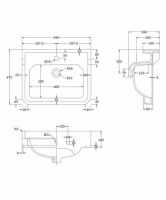 Bayswater Fitzroy 595mm 2 Tap Holes Basin & Full Pedestal