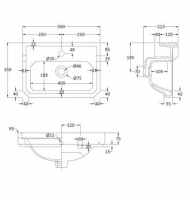 Bayswater Fitzroy 500mm 2 Tap Holes Basin & Comfort Height Pedestal