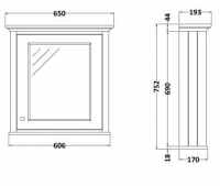 Bayswater 600mm Flat Mirror - Pointing White