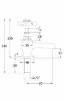 Bayswater 3 Hole Lever Hex Basin Mixer Taps - White/Chrome