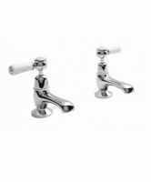 Bayswater Lever Dome Basin Pillar Taps - White/Chrome