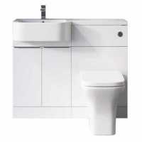 Carlo 1000 P Shape Bathroom Vanity & Toilet Unit - Gloss White - Left Hand