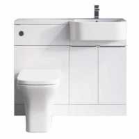 Carlo 1000 P Shape Bathroom Vanity & Toilet Unit - Gloss White - Right Hand