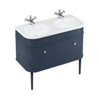 Burlington Blue 3 Door Curved Vanity Unit - Minerva Worktop - 100cm Right Hand