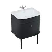 Burlington Chalfont Matt Black 550mm Single Drawer Traditional Vanity Unit & Basin 