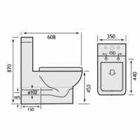 Ankam Rimless Closed Coupled Comfort Height Toilet & Soft Close Seat