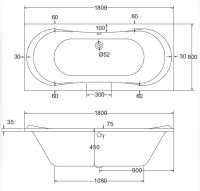 Aquabathe Luna 10 Jet Whirlpool Bath, 1700 x 750, Single End, Frontline Bathrooms