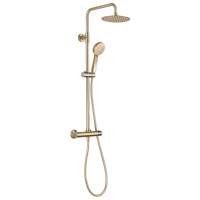 Supreme Brushed Brass Dual Head Bar Mixer Shower Rigid Riser