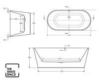 The White Space Senna Freestanding Bath 1555 x 750mm