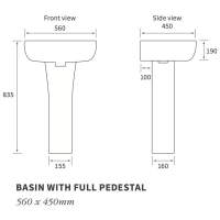 Muscovy 535x490mm 1TH Basin & Semi Pedestal