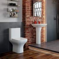 Washington Close Coupled Open Back Push Button Flush WC with Soft Close Seat Cappuccino - RAK Ceramics