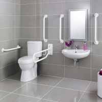 Arley Doc M Pack - Disabled Bathroom High Toilet, Basin and Blue Grab Rails 