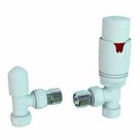 Eastbrook Angled Thermostatic Radiator Valves TRV - White/Chrome - Inc Lockshield