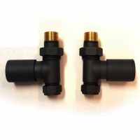 Straight Radiator Valves - Black - Pair - Signature Mono