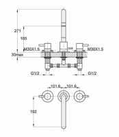 Sagittarius Ergo Wall Mounted 3 Hole Basin Mixer Tap 180mm