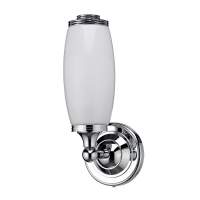 Burlington LED Bathroom Round Wall Light with Chrome Base & Opal Glass Tube Shade - ELBL13