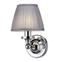 Burlington LED Bathroom Ornate Wall Light with Chrome Base & Silver Chiffon Shade - ELBL25