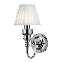 Burlington LED Bathroom Round Wall Light with Chrome Base & White Fine Pleated Shade - ELBL12