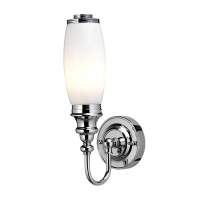 Burlington LED Bathroom Ornate Wall Light with Chrome Base & White Fine Pleated Shade - ELBL22