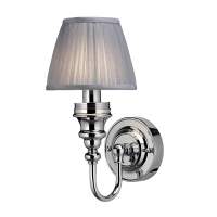 Burlington LED Bathroom Ornate Wall Light with Chrome Base & White Fine Pleated Shade - ELBL22